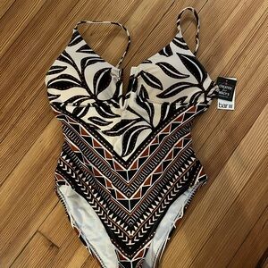 Bar III Black and White Geometric Womens One Piece